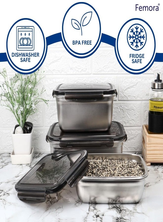 Femora High Steel Rectangle Heavy Duty Airtight Leakproof Unbreakable Lunch Box, Storage Container with Lock Lid for Office-College-School | 1 Year Warranty | (Set of 1-350ml) - Image 3